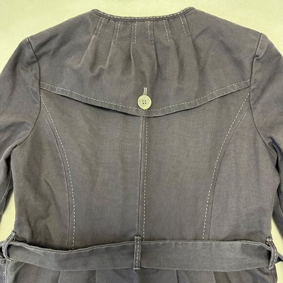 Wrap London Linen Cotton A-Line Trench Coat Size 38 EU/US 8 Gray Classic Preppy - Picture 11 of 15